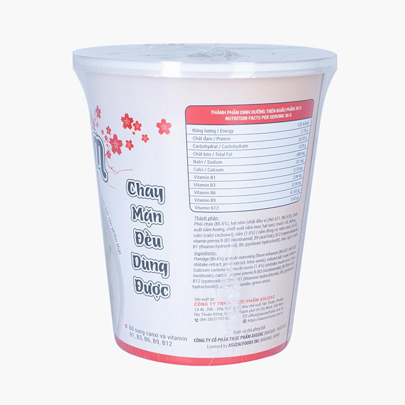 Cháo nấm Asuzac 36g Chay mặn đều dùng được thương hiệu ASUZAC FOODS