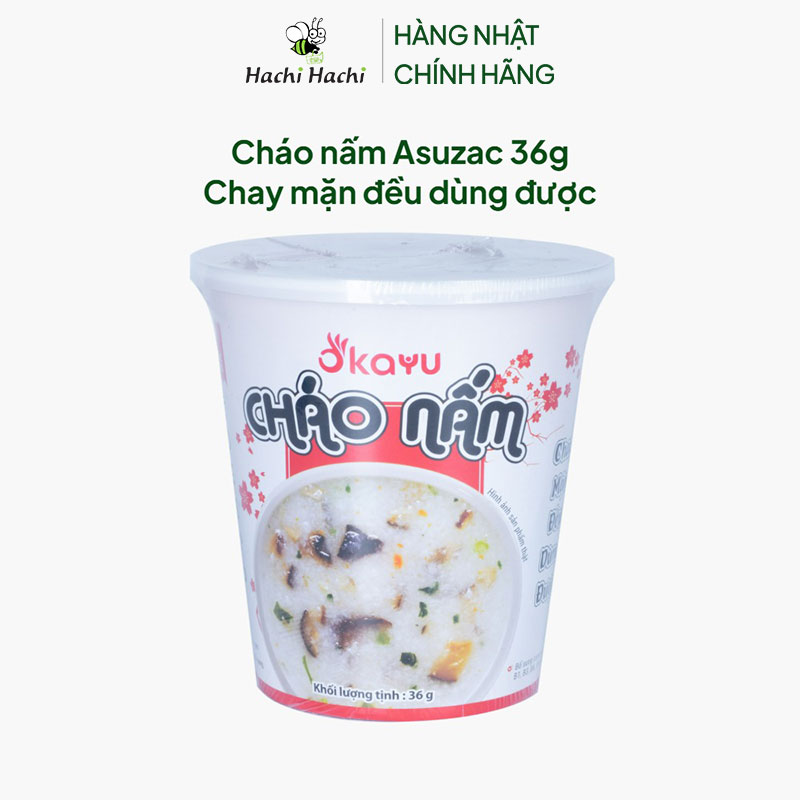 Cháo nấm Asuzac 36g Chay mặn đều dùng được thương hiệu ASUZAC FOODS