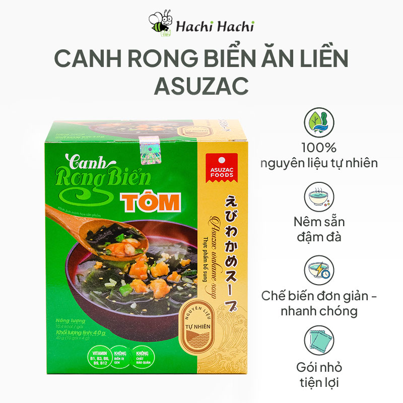 Canh rong biển tôm Asuzac 40g (4gx10gói) thương hiệu ASUZAC FOODS