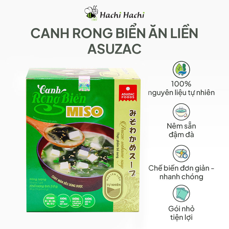 Canh rong biển miso Asuzac 50g (5gx10gói) thương hiệu ASUZAC FOODS