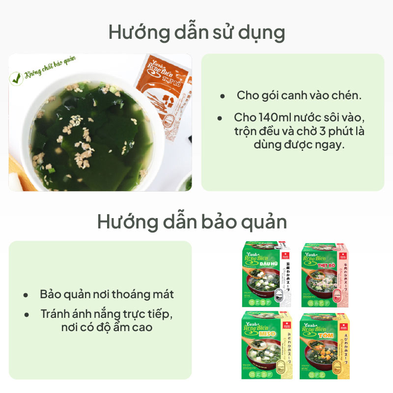 Canh rong biển ăn liền thịt bò Asuzac 40g (4gx10gói) thương hiệu ASUZAC FOODS