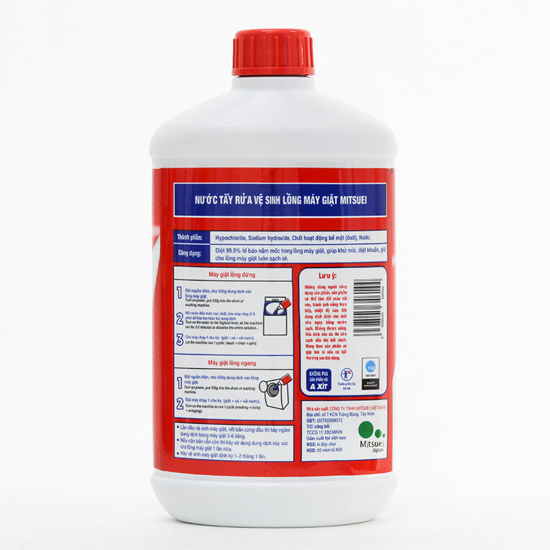 Nước tẩy lồng máy giặt Mitsuei Smile Choice 550g, diệt khuẩn 99.9%, khử mùi thương hiệu MITSUEI