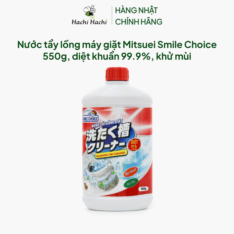 Nước tẩy lồng máy giặt Mitsuei Smile Choice 550g, diệt khuẩn 99.9%, khử mùi thương hiệu MITSUEI