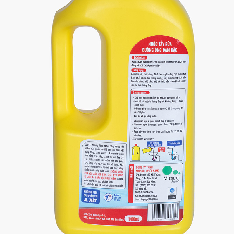 Nước tẩy rửa đường ống đậm đặc Smile Choice 1L, diệt 99.9% vi khuẩn thương hiệu MITSUEI