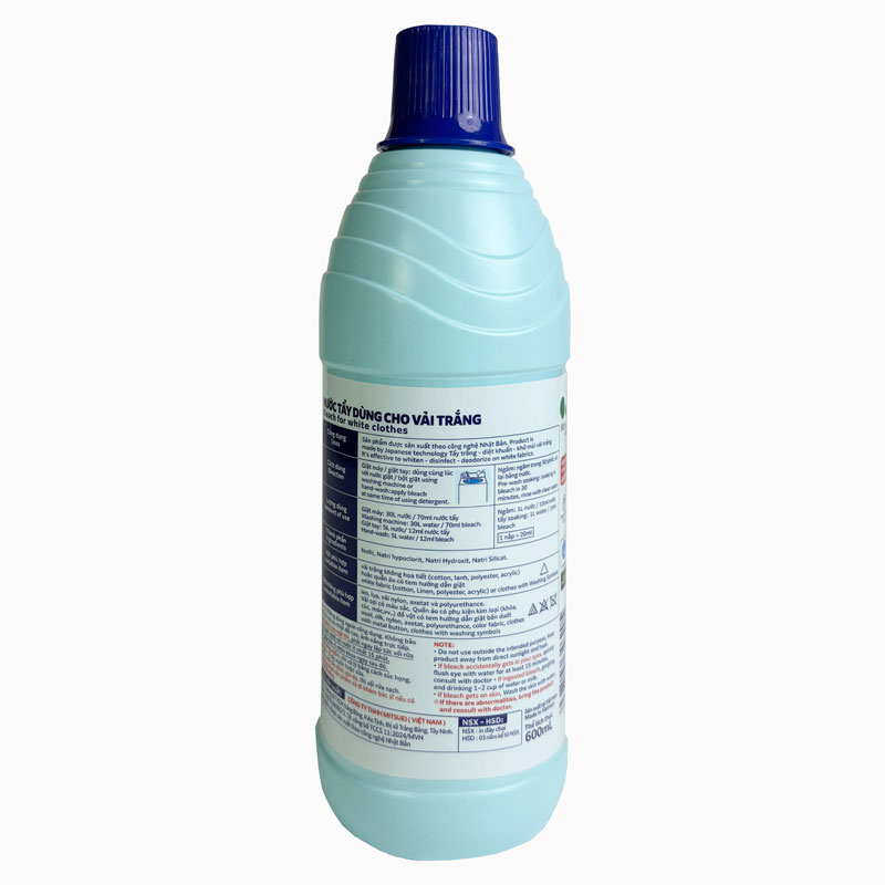 Nước tẩy dùng cho vải trắng Mitsuei Smile Choice 600ml, diệt khuẩn 99.9%, khử mùi thương hiệu MITSUEI