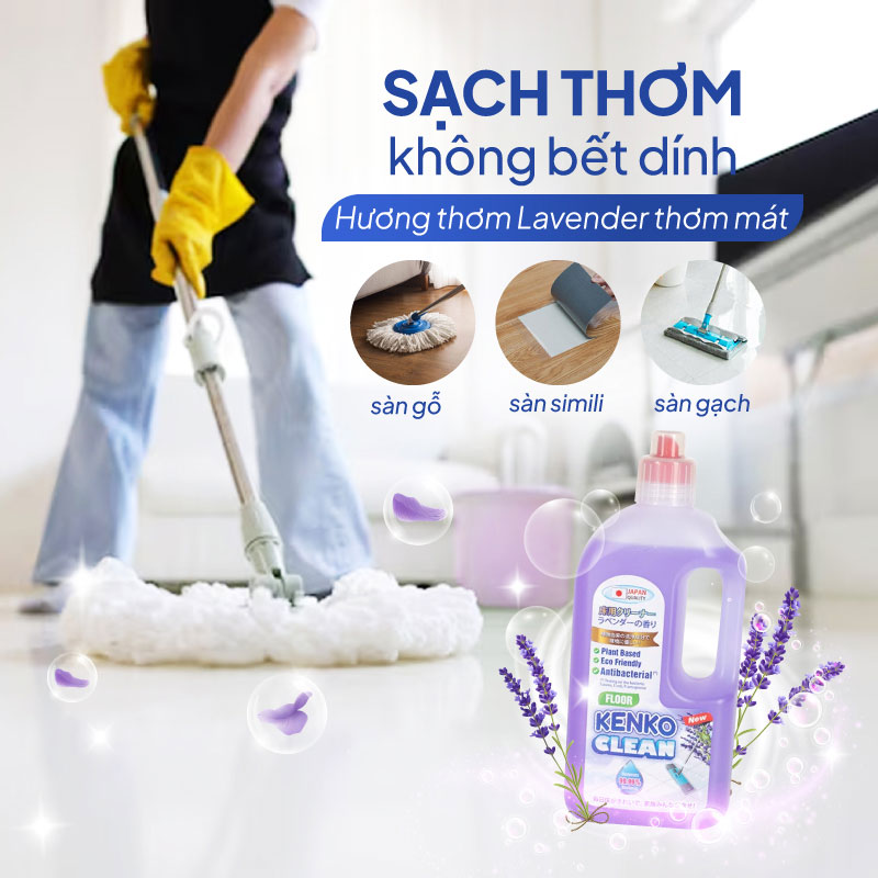 Nước lau sàn gốc thực vật diệt khuẩn Kenko Clean hương Lavender 1L thương hiệu KENKO CLEAN