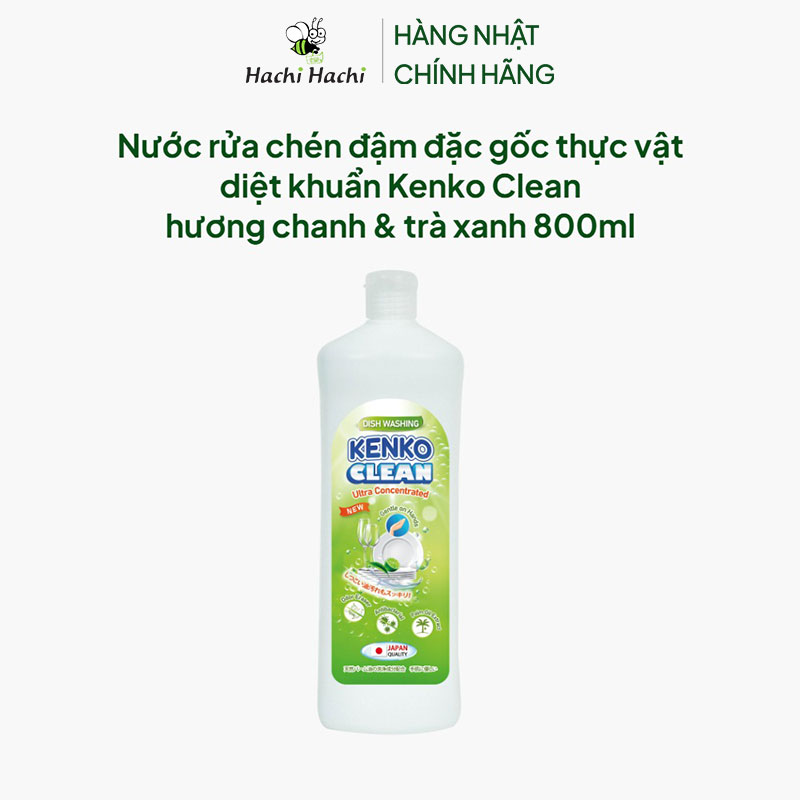 Nước rửa chén đậm đặc gốc thực vật diệt khuẩn Kenko Clean hương chanh & trà xanh 800ml thương hiệu KENKO CLEAN