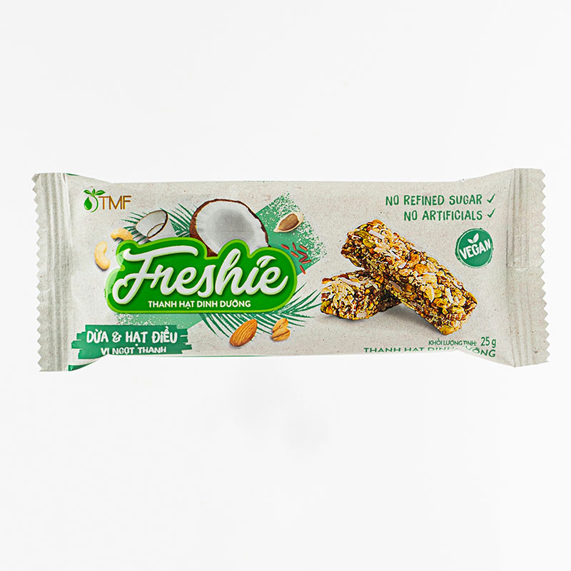 Thanh hạt dinh dưỡng Freshie vị dừa, hạt điều 150g (6 thanh) thương hiệu TÂM MINH