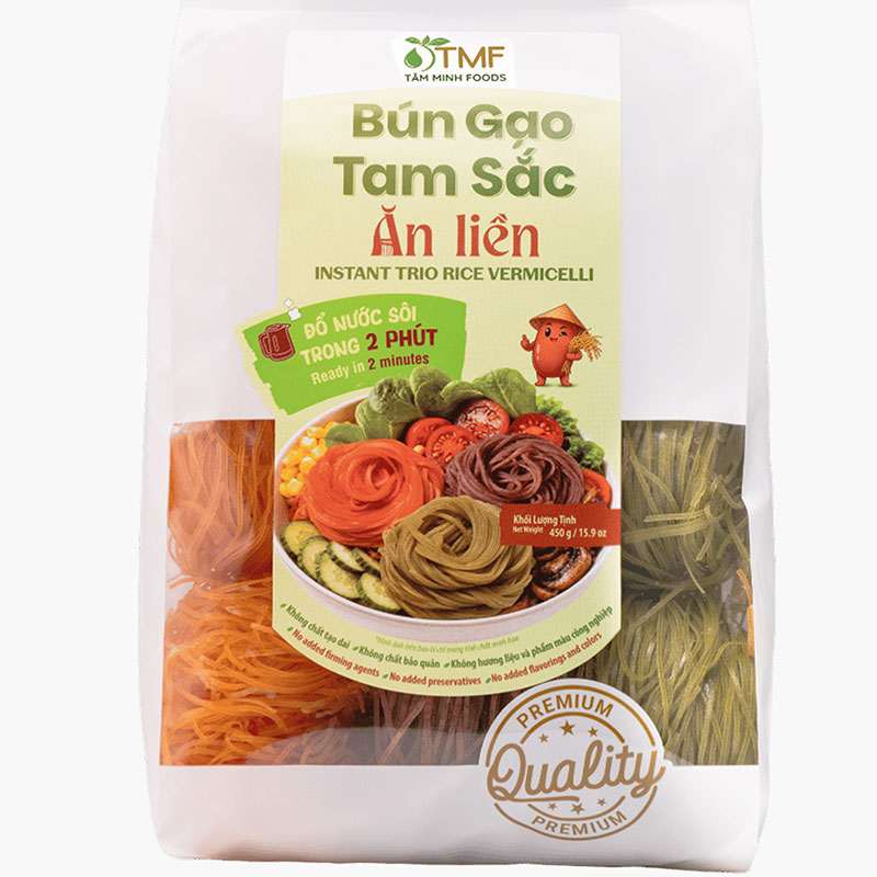 Bún gạo tam sắc ăn liền 450g (9 vắt) thương hiệu TÂM MINH