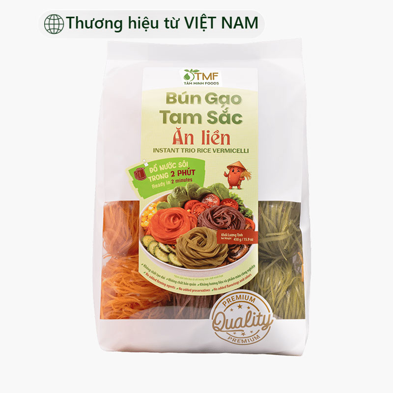 Bún gạo tam sắc ăn liền 450g (9 vắt)