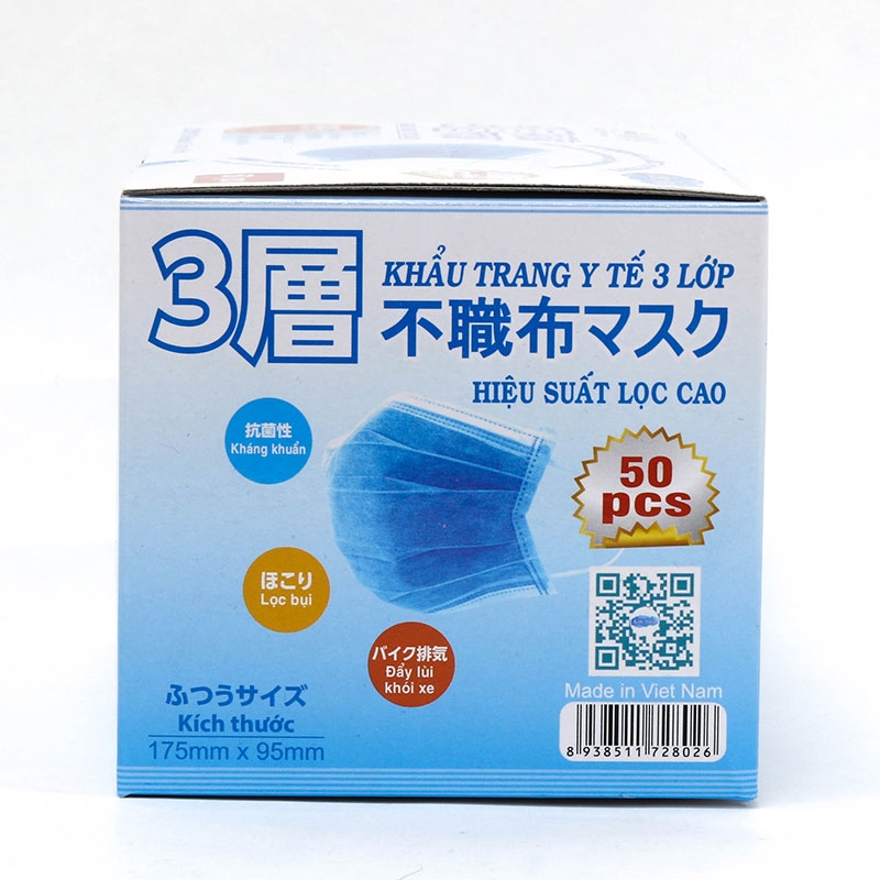 Khẩu trang y tế Kim Sora 3 lớp (50 cái - Xanh) thương hiệu 
