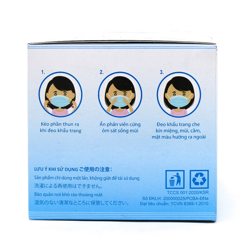 Khẩu trang y tế Kim Sora 3 lớp (50 cái - Xanh) thương hiệu 