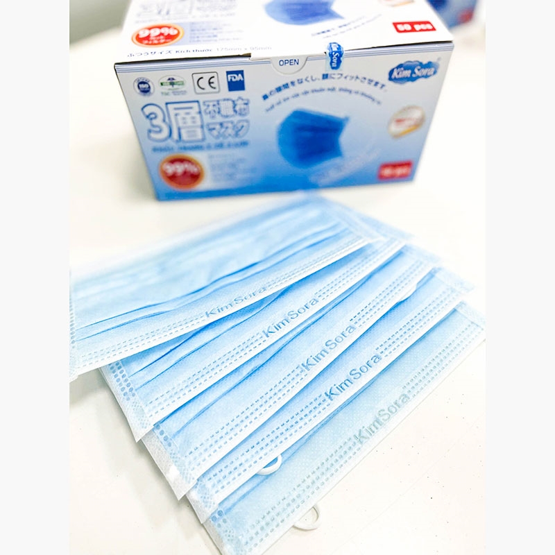 Khẩu trang y tế Kim Sora 3 lớp (50 cái - Xanh) thương hiệu 