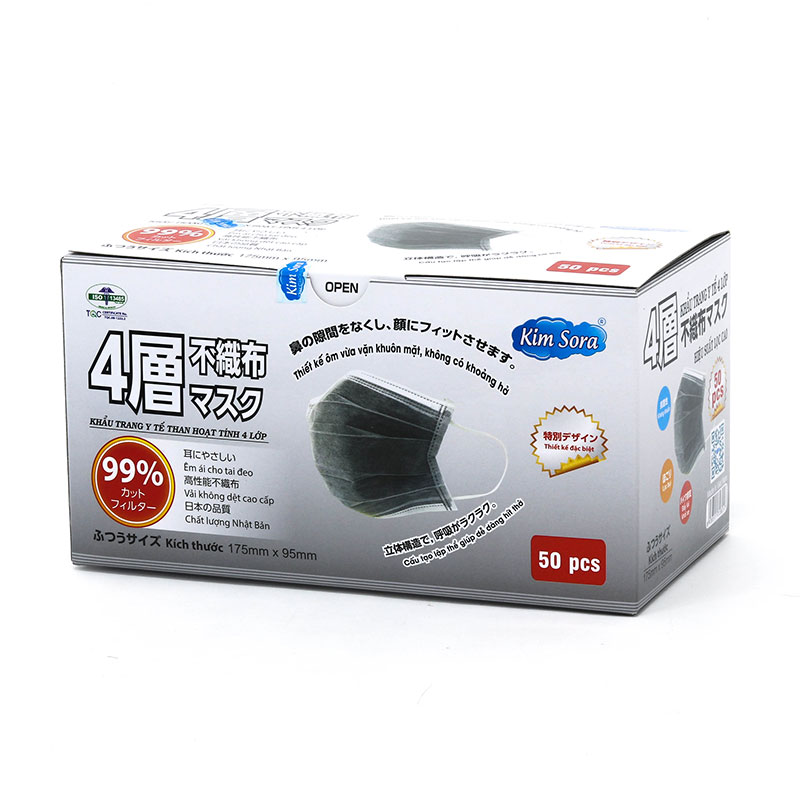 Khẩu trang y tế Kim Sora 4 lớp than hoạt tính (50 cái)