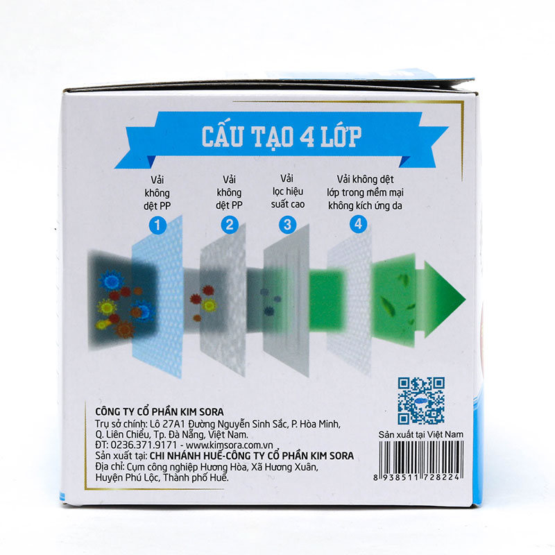 Khẩu trang y tế Kim Sora bán nguyệt 4 lớp (50 cái - Trắng) thương hiệu 