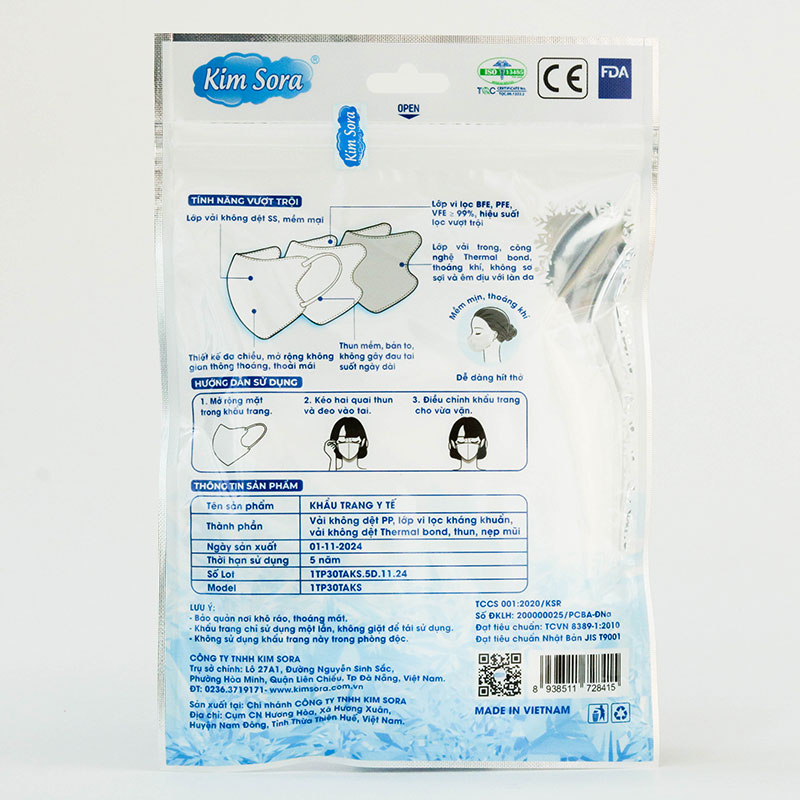 Khẩu trang y tế Kim Sora 5D siêu thoáng mát chống bụi, virus 3 lớp 7 cái (Nhiều mẫu)-Giao mẫu ngẫu nhiên thương hiệu 