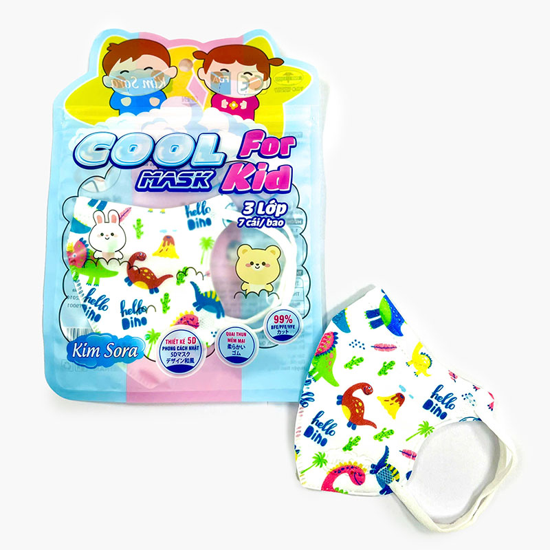 Khẩu trang y tế  Kim Sora  5D trẻ em 3 lớp 7 cái size L  (Nhiều mẫu)-Giao mẫu ngẫu nhiên thương hiệu 
