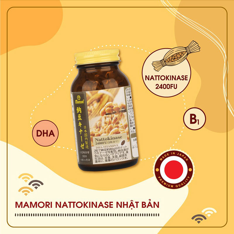 TPBVSK: Viên uống Mamori Nattokinase Nhật Bản 2400FU 60 viên, giảm hình thành huyết khối, tăng lưu thông máu thương hiệu 