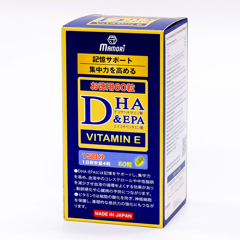 TPBVSK: Viên uống Mamori DHA EPA Nhật Bản 60 viên, Hỗ trợ tăng cường trí nhớ thương hiệu 