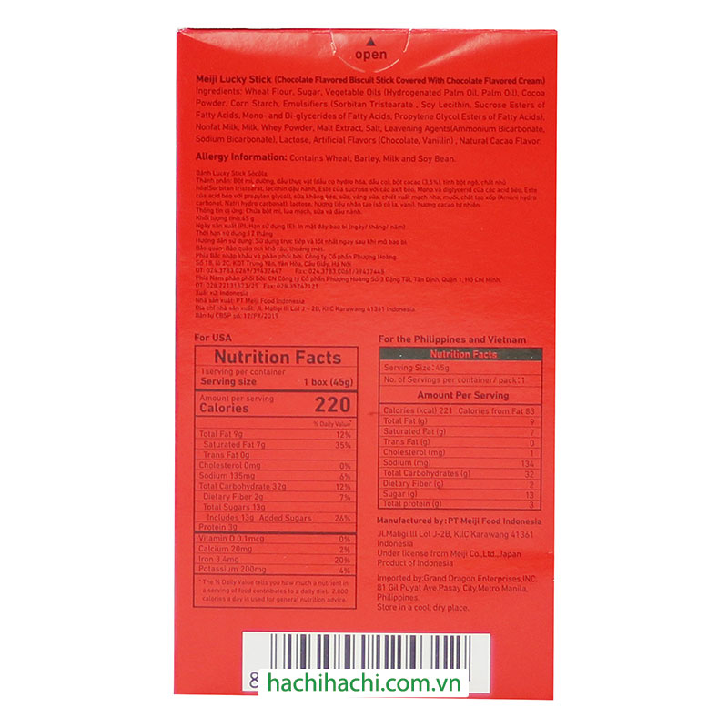 Bánh que Lucky Stick Chocolate Meiji 45g thương hiệu MEIJI