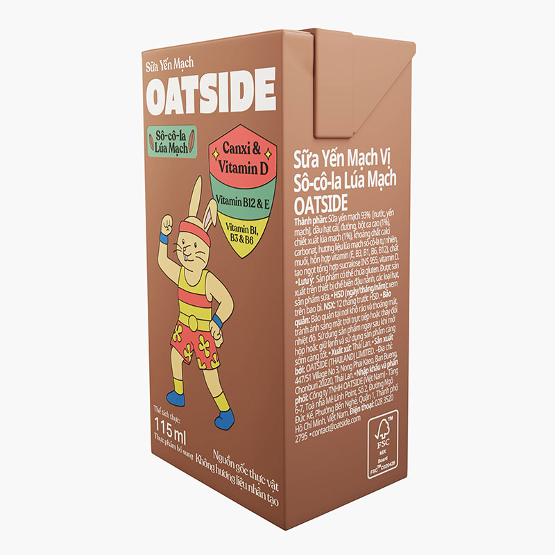 TPBS: Sữa yến mạch vị socola lúa mạch Oatside 115mlx4 hộp thương hiệu 