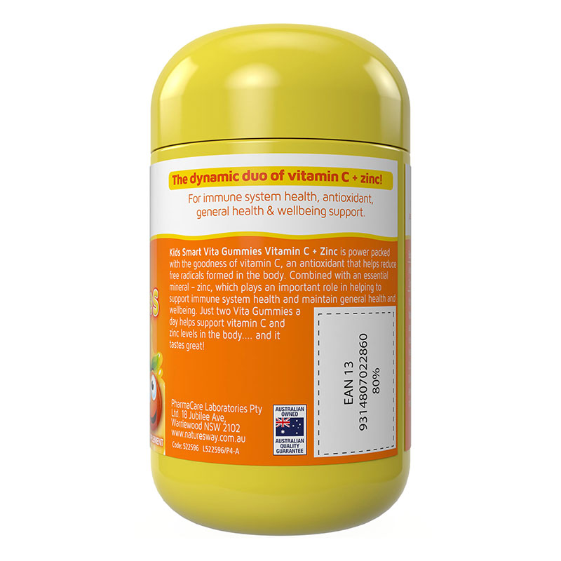 TPBVSK: Kẹo dẻo nhai bổ sung vitamin C & kẽm Nature's Way kids smart vita gummies vitamin c + zinc 60 viên thương hiệu NATURE'S WAY