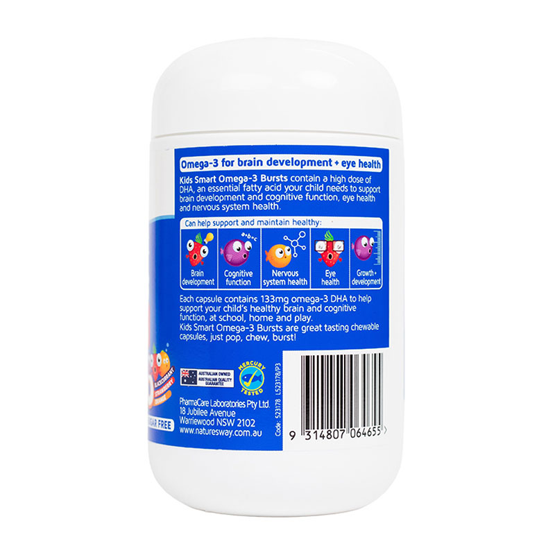 TPBVSK: Viên nhai bổ sung DHA Nature's Way kids smart bursts high DHA omega-3 fish oil 60 viên thương hiệu NATURE'S WAY