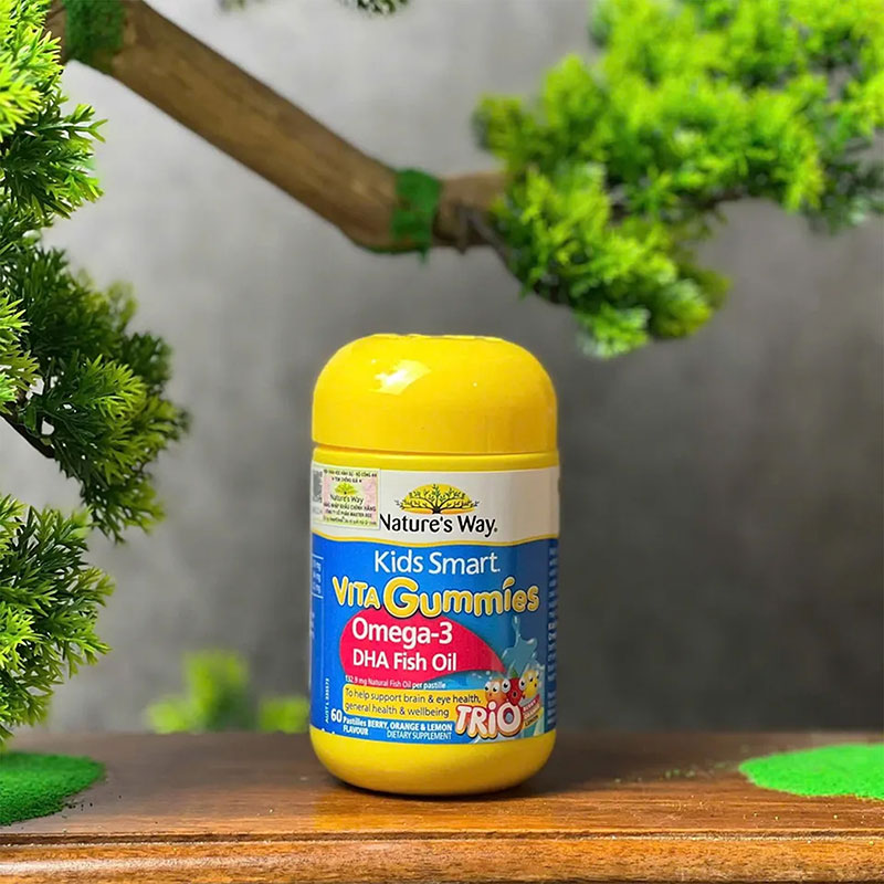 TPBVSK: Kẹo dẻo nhai bổ sung DHA  Nature's Way kids smart vita gummies omega 3 DHA fish oil 60 viên thương hiệu NATURE'S WAY