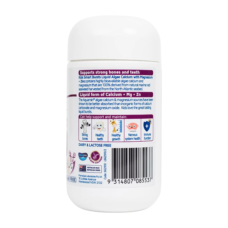 TPBVSK: Viên nhai bổ sung canxi, magie, kẽm Nature's Way kids smart bursts liquid algae calcium with magnesium + zinc 30 viên thương hiệu NATURE'S WAY