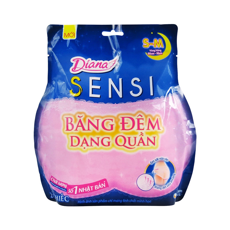 Băng vệ sinh dạng quần chống tràn ban đêm Diana S-M 2 cái (Vòng hông: 80-95cm) thương hiệu UNICHARM