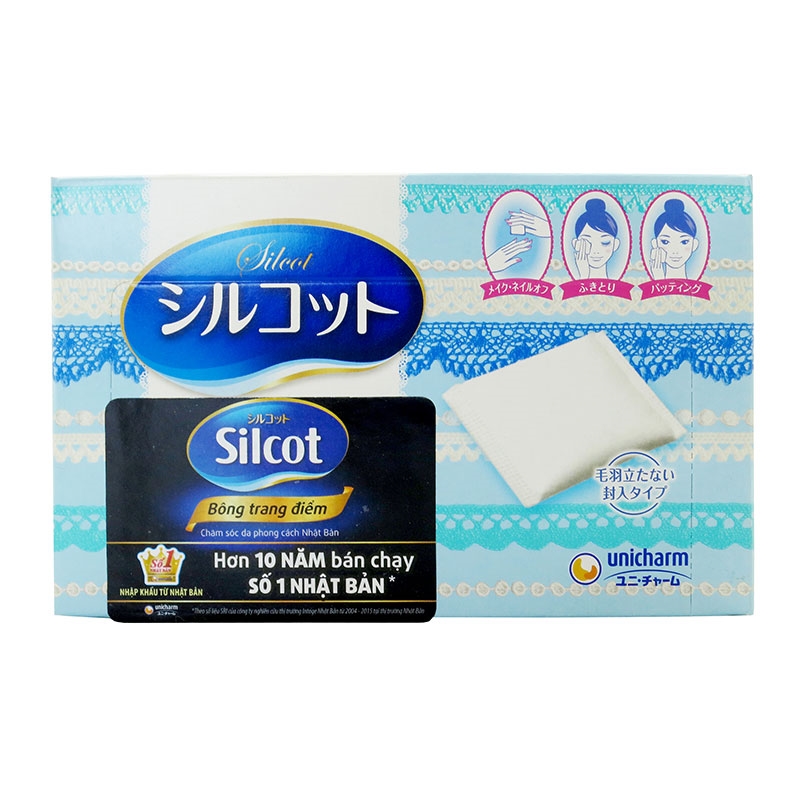 Bông tẩy trang Silcot 82 miếng (66x50mm) thương hiệu UNICHARM