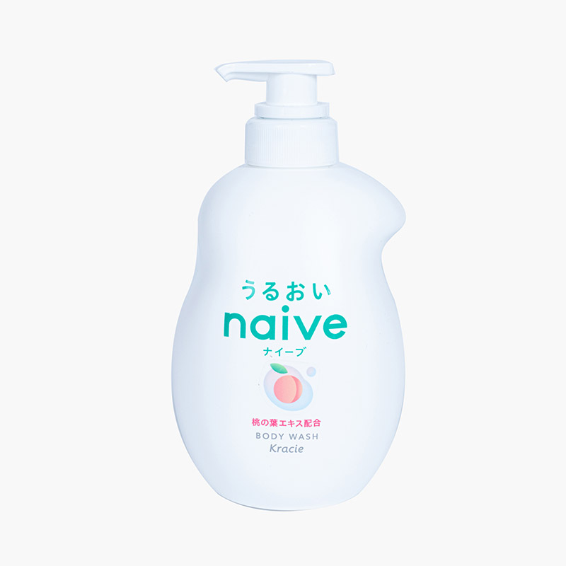 Sữa tắm Nhật Bản Kracie Naive lá đào 530ml, chứa thành phần làm sạch da 100% thực vật thiên nhiên thương hiệu KRACIE