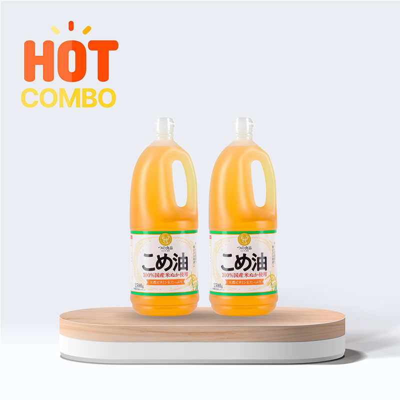 Combo siêu tiết kiệm 2 chai Dầu gạo Nhật Bản nguyên chất Tsuno 1500g (1636ml)