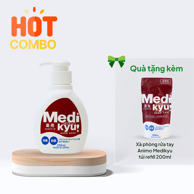 Combo siêu hời mua  Xà phòng rửa tay  Animo Medikyu 250ml tặng túi refill 200ml