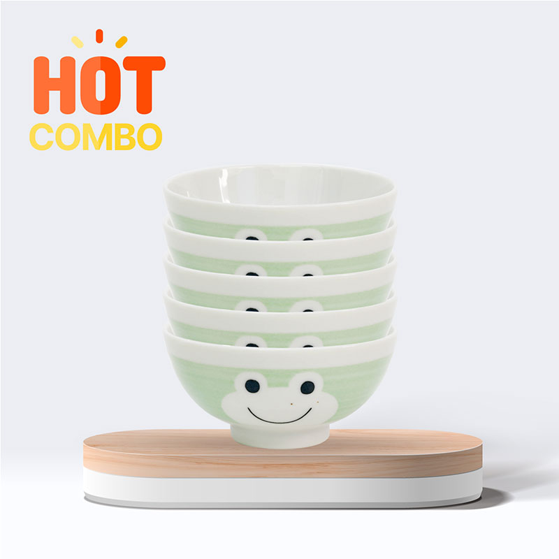 Combo siêu tiết kiệm 5 Chén sứ Nhật Bản 10.5cm (Ếch con)