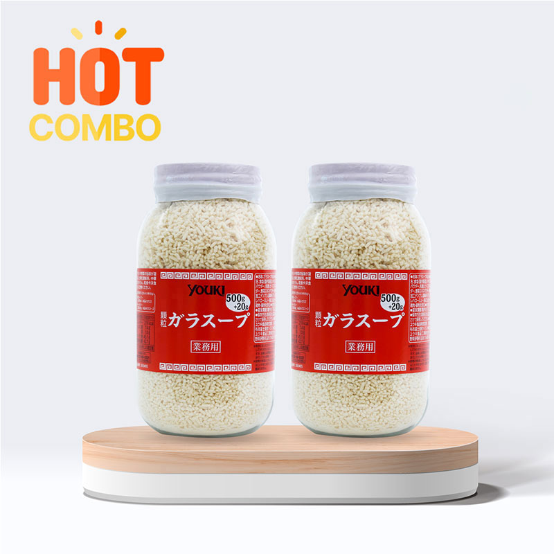 Combo siêu tiết kiệm 2 hủ Hạt nêm chiết xuất thịt và rau Youki 520g thương hiệu 