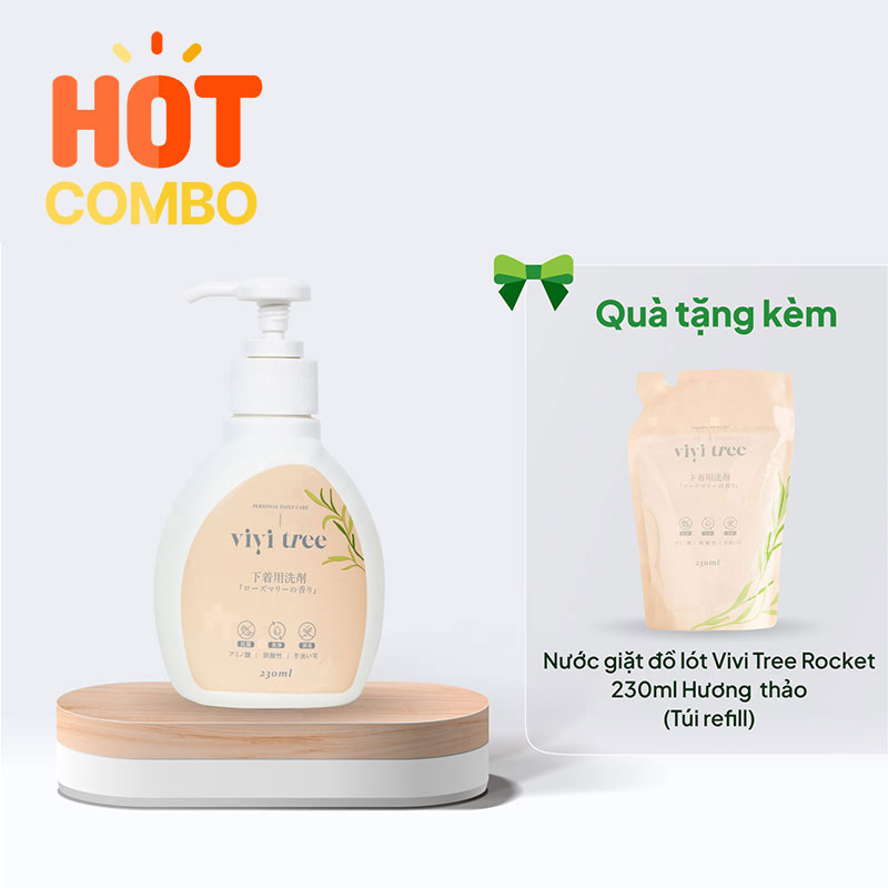 Combo siêu hời mua Nước giặt đồ lót Vivi Tree Rocket 230ml Hương thảo tặng túi refill 230ml thương hiệu 
