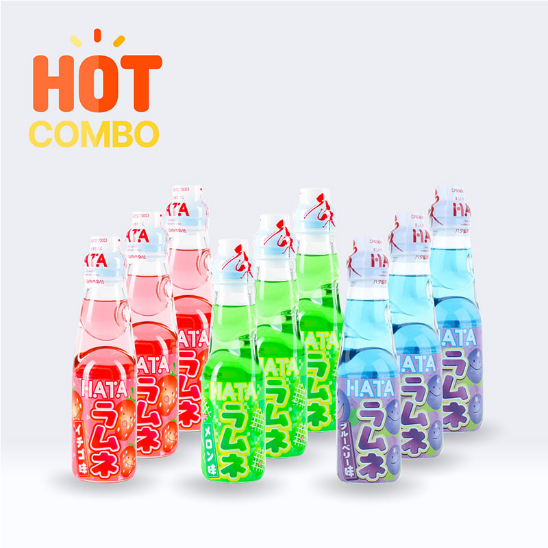 Combo siêu tiết kiệm 9 chai Soda Ramune 200ml (3 dâu-3 dưa lưới-3 việt quất) thương hiệu 