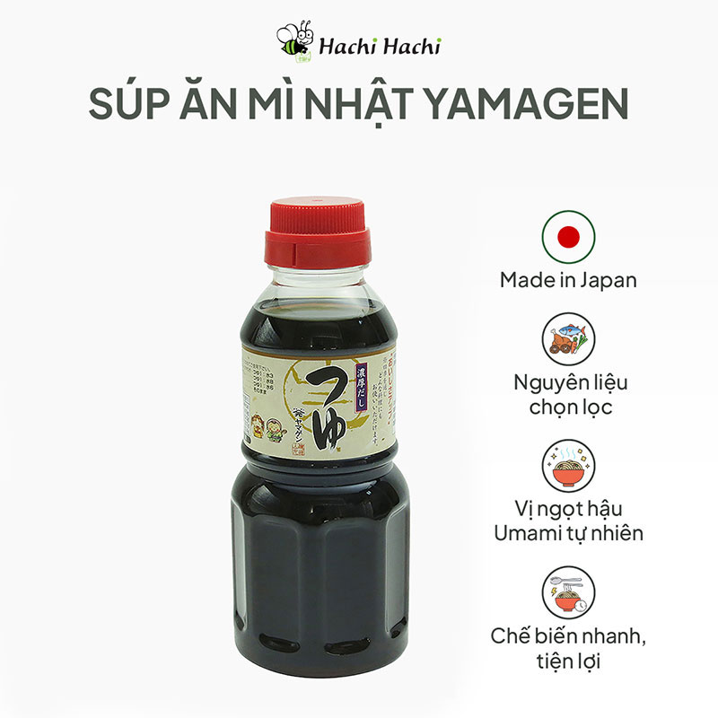 Combo siêu hời mua 2 chai Súp ăn mì Nhật Yamagen 300ml tặng 1 gói mì Udon và 1 gói mì Soba Nhật Bản 200g thương hiệu 