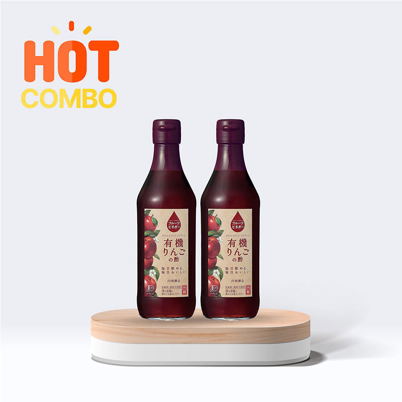 Combo siêu tiết kiệm 2 chai Giấm táo Organic Uchibori 360ml thương hiệu 