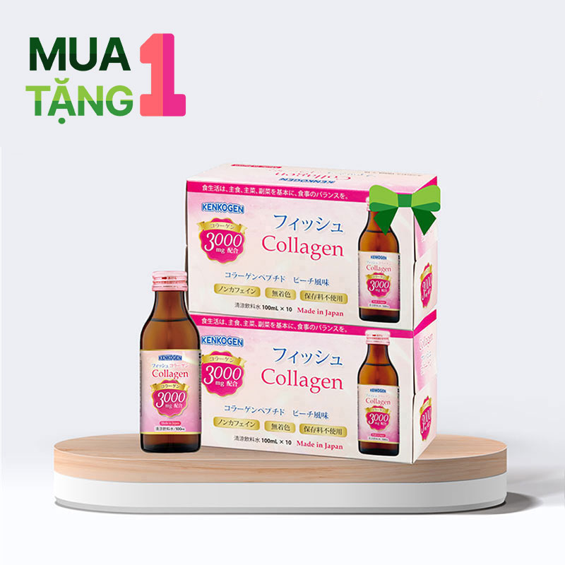 Combo siêu hời mua 1 tặng 1  TPBS: Nước uống Collagen Nhật Bản Kenkogen 100mlx10 chai thương hiệu 