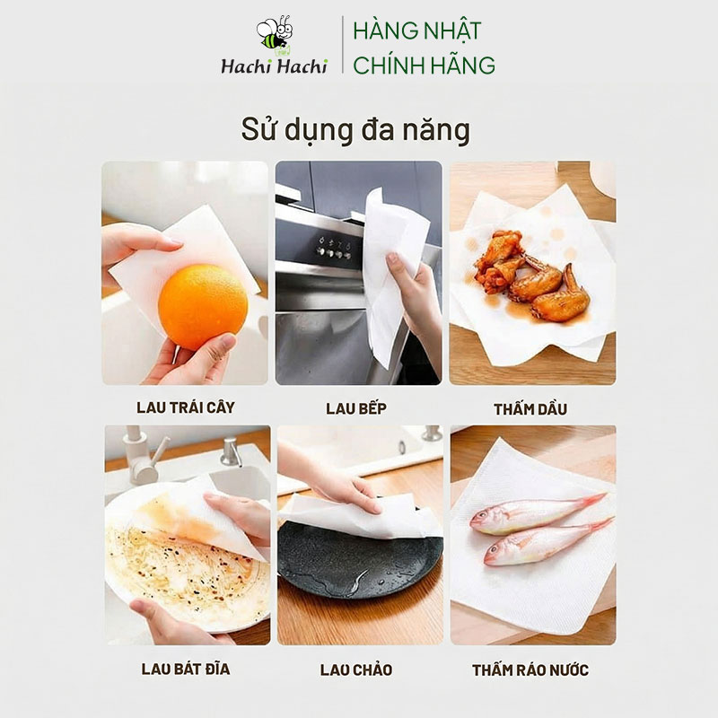 Combo siêu hời mua Khăn giấy bếp Nhật Bản đa năng Ellemoi 2 lớp (4 cuộnx100 tờ) tặng 5 Chén sứ Nhật Bản 10.5cm (Mèo con) thương hiệu 
