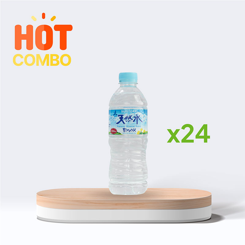 Combo siêu tiết kiệm 1 thùng 24 chai Nước khoáng thiên nhiên Nhật Bản Suntory 550ml