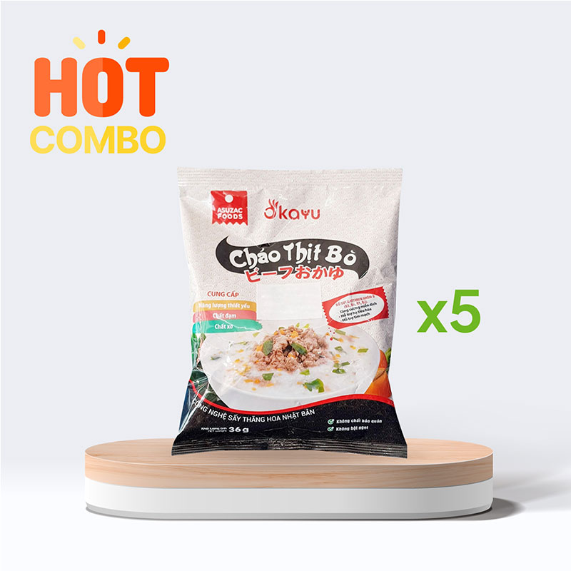 Combo siêu tiết kiệm 5 gói Cháo thịt bò Asuzac 36g