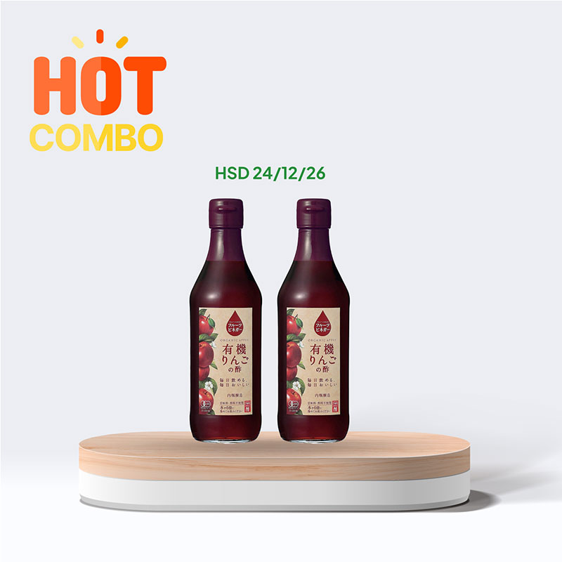 Combo siêu tiết kiệm 2 chai Giấm táo Organic Uchibori 360ml (HSD: 24/12/2026)