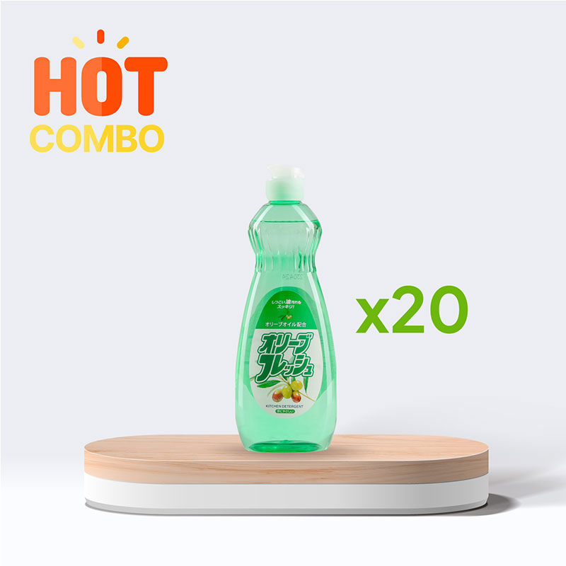 Combo siêu tiết kiệm 1 thùng 20 chai Nước rửa chén trung tính dầu Olive Rocket 600g