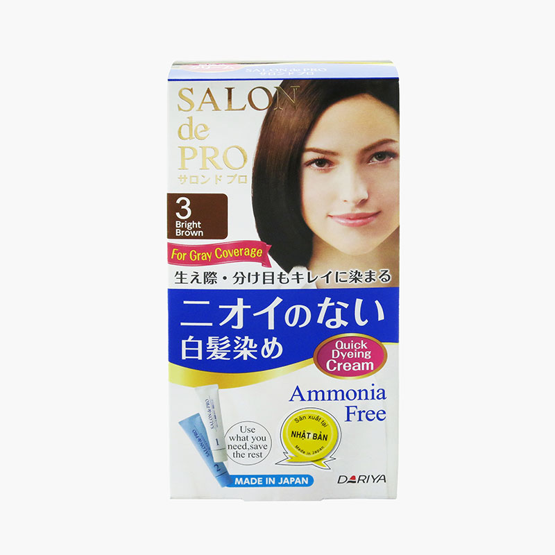 Combo siêu tiết kiệm 2 hộp Kem nhuộm tóc bạc không mùi Salon De Pro 3 Màu nâu sáng thương hiệu 