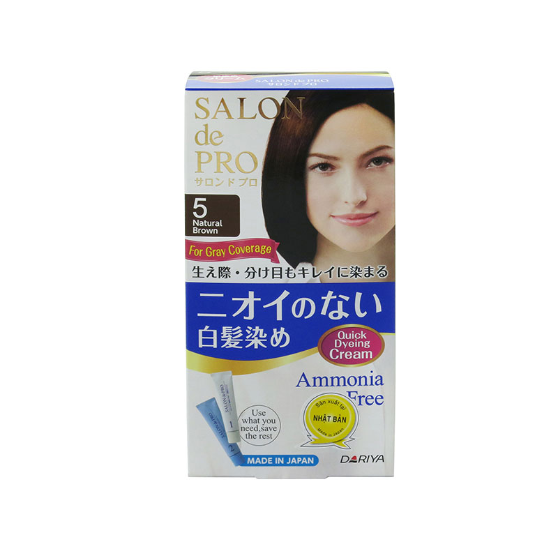 Combo siêu tiết kiệm 2 hộp Kem nhuộm tóc bạc không mùi Salon De Pro 5 Màu nâu tự nhiên thương hiệu 