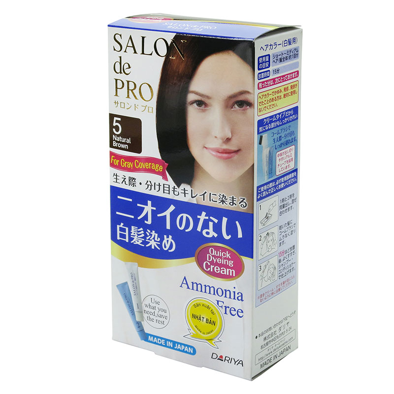 Combo siêu tiết kiệm 2 hộp Kem nhuộm tóc bạc không mùi Salon De Pro 5 Màu nâu tự nhiên thương hiệu 
