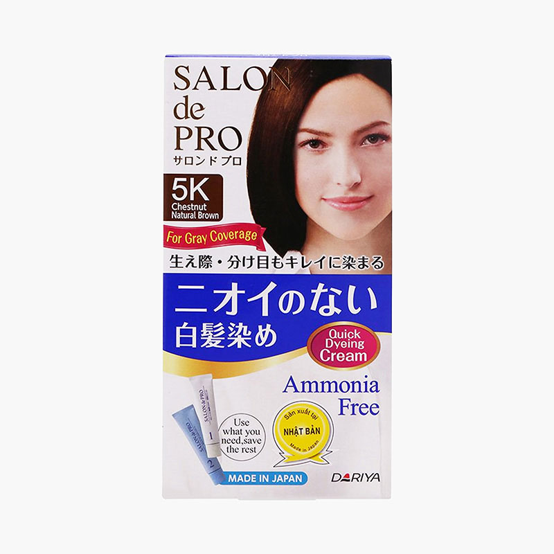 Combo siêu tiết kiệm 2 hộp Kem nhuộm tóc bạc không mùi Salon De Pro 5K Màu nâu hạt dẻ tự nhiên thương hiệu 